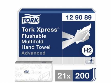 Håndklædeark Tork Xpress Flushable Multifold H2 - 129089