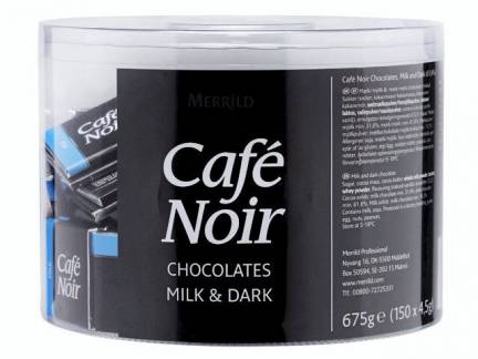 Chokolade Café Noir Lys/mørk 4,5g 2 dåser a 150 stk/pak