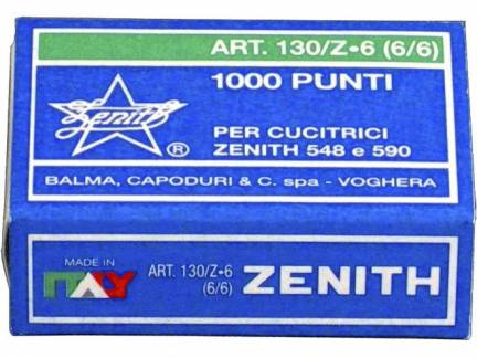 Hæfteklamme Zenith 130Z 6mm t/548e og 590 max 30 ark 1000stk/pak