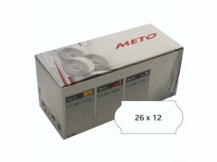 Meto etiket perm 26x12 hvid (6rl/1500)