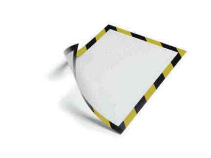 Magnetlomme, Durable Duraframe A4 selvkl&aelig;bende, gul/sort pakke a 5 stk