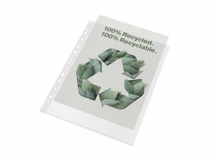 Plastlomme Esselte Recycled A4+ 100my m. præg 100stk/pak