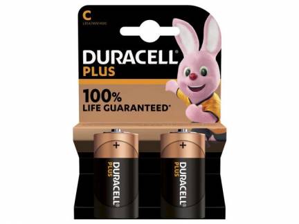 Batteri Duracell Plus Power C alkaline 2stk/pak