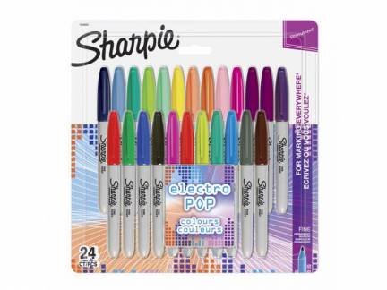 Marker Sharpie Elctro pop fine assorteret permanent 24stk/sæt