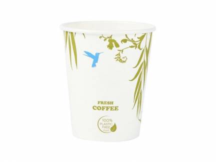 Kaffebæger 8 oz plastfri miljøkop single wall 1000stk/kar