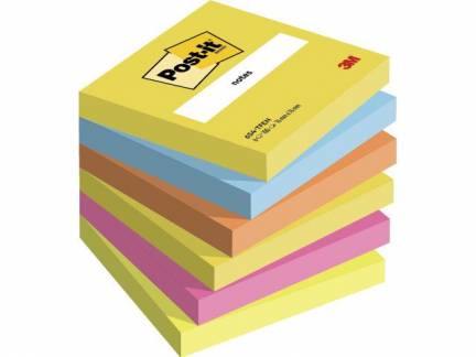 Post-it notes neon 76x76mm Energetic Colour 6blk/pak