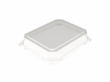 Låg t/plastbakke 2227-1Y dome klar APET 232,2x184x41,3mm 288stk/kar