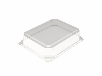 Låg t/plastbakke 2227-1Y dome klar APET 232,2x184x51mm 276stk/kar