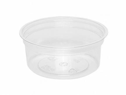 Plastbæger 230ml RPET Ø100mmx42mm 600stk/krt