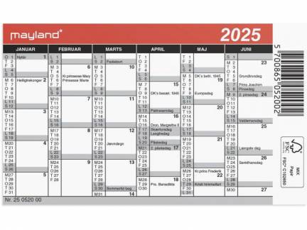 Mini kalender 2025 