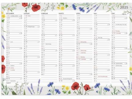 Vægkalender Blomster A4 14 mdr. 2025 