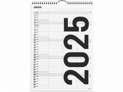 Familiekalender Black and white 3 kol. 2025 