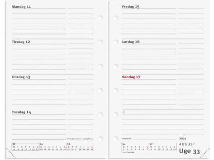 System Mini ugekalender REFILL tværformat 2025