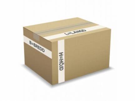 Bølgepapkasse, udvendig dim: 386 x 142 x 300 mm, indre dim: 386 x 142 x 300 mm 1-lags,B-flute, 3.000 mm, FEFCO 0201 Kraftliner, brun, trykt i 1 farve pakke 25 stk, palle a 600 stk FSC Mix Credit