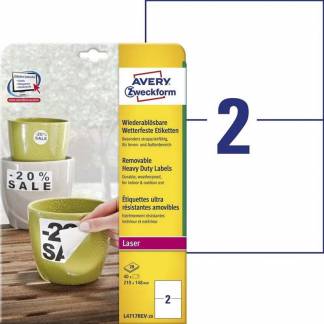 AVERY aftagelige etiket st&aelig;rke 210x148mm (40)