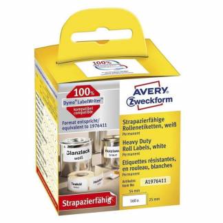 Universeletiket, Avery, A1976411 25x54mm hvid, rulle a 160 etiketter