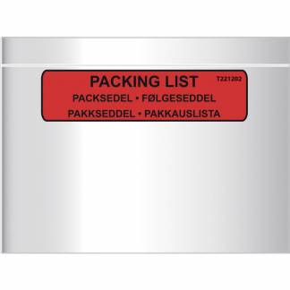 F&oslash;lgeseddellommer, C5, 240 x 185 mm, R&oslash;d red-black printed Packing list, LD-PE karton a 1000 stk