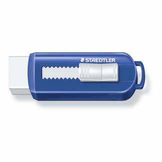 Viskel&aelig;der PVC frit m/skub funktion bl&aring;/hvid