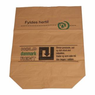 Papirs&aelig;k, 700 x 950 mm, sidefalset Papir + PE, LD-PE, limet, brun Hold Danmark Rent, pakke a 20 stk