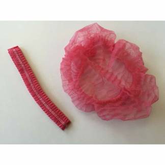 Engangs h&aring;rnet, Mob Cap on-size Non-woven, R&oslash;d, pakke a 1000 stk