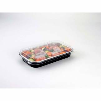 L&aring;g t/foliebakke, Plus Pack, Rektangul&aelig;r 241x145x25mm PET, transparent, pakke a 100 stk F&oslash;devaregodkendt