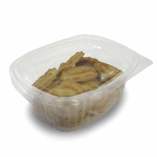 Plastbakke, m/h&aelig;ngslet l&aring;g kapacitet 750ml,170x145x63mm A-PET, transparent, karton a 300 stk F&oslash;devaregodkendt