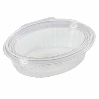 Plastbakke, Plus Pack ClearShow Rektangul&aelig;r kapacitet 250ml,150x112x45mm RPET, transparent, m/h&aelig;ngslet l&aring;g pakke a 50 stk F&oslash;devaregodkendt