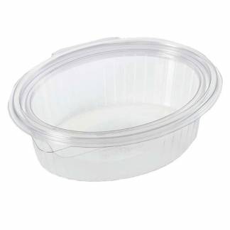 Plastbakke, Plus Pack ClearShow Rektangul&aelig;r kapacitet 500ml,167x131x56mm RPET, transparent, m/h&aelig;ngslet l&aring;g pakke a 50 stk F&oslash;devaregodkendt