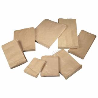 Bagerpose, 300 x 375 x 375 mm, Papir brun, pakke a 500 stk, palle a 98 pakker palle a 98 kartoner, 3 kg med Snor F&oslash;devaregodkendt