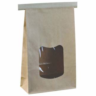 Klodsbundspose, 70 x 115 x 246 mm flat bag, 100 \% cellulose/CTMP, brun pakke a 400 stk, F&oslash;devaregodkendt