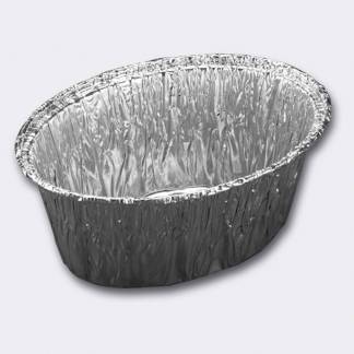 Foliebakke, Plus Pack, 1-Compartments Oval kapacitet 260ml,120x87x47mm aluminium, aluminium, pakke a 100 stk F&oslash;devaregodkendt