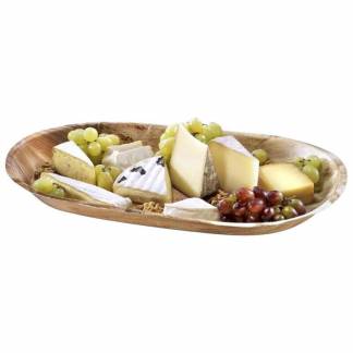 Cateringfad, Rektangul&aelig;r 480 x 240 x 40 mm, tr&aelig;, Large karton a 50 stk Palm leaf F&oslash;devaregodkendt