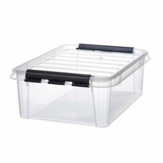 Plastkasse SmartStore, Classic transparent, 24L med l&aring;g , 500mm x 390mm x 180mm