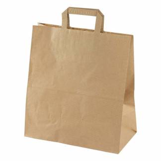 Papirb&aelig;repose, 320 x 170 x 350 mm flat bag, Papir, brun, pakke a 200 stk palle 30 pakker, palle a 30 kartoner F&oslash;devaregodkendt