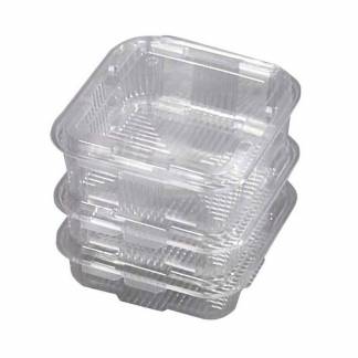 Plastbakke, m/h&aelig;ngslet l&aring;g,175x168x50mm PET, transparent, karton a 300 stk F&oslash;devaregodkendt