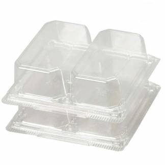 Plastbakke, Plus Pack, Sandwich, 2-rums Rektangul&aelig;r,165x148x45mm RPET, transparent, m/h&aelig;ngslet l&aring;g pakke med 44 stk F&oslash;devaregodkendt