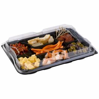 Plastbakke, m/l&aring;g,350x245x40mm A-PET, sort, &aelig;ske a 25 s&aelig;t F&oslash;devaregodkendt