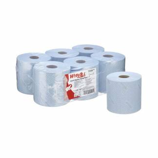 Aft&oslash;ringsrulle, Kimberly-Clark, Wypall 1 lag, bl&aring; 195mm x 304.00m, kasse a 6 ruller