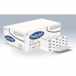 Papirh&aring;ndkl&aelig;der ark, BulkySoft, Premium 3 lag, hvid 215mmx320mm, 18g/m2, karton a 2500 stk