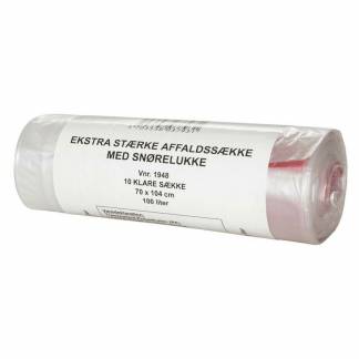Affaldss&aelig;kke, 30 &micro;m, 720 x 1120 mm LD-PE, transparent, rulle a 10 stk F&oslash;devaregodkendt