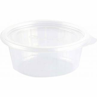 L&aring;g t/plastbakke, Duni Fixpack, Rund &Oslash; 112, h&oslash;jde 6 pp, transparent, karton a 700 stk F&oslash;devaregodkendt