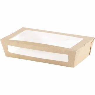 Salatbowle, Duni, W/Window 900 ml,120x200x45mm Pap, brun, pakke a 250 stk