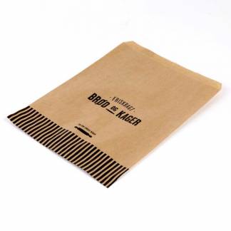 Bagerpose, 210 x 275 mm, flat film Papir, brun, Printed, pakke a 1000 stk palle a 84 kartoner, 1,5 kg Friskbagt F&oslash;devaregodkendt