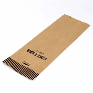 Bagerpose, 160 x 455 mm, flat bag, Papir brun, Printed, pakke a 500 stk palle a 54 kartoner, F&oslash;devaregodkendt