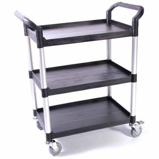 Reng&oslash;ringsvogne, Trolley w/3 shelves sort/alu