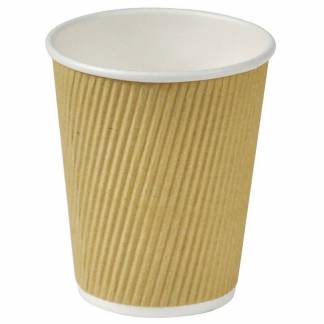 Kaffeb&aelig;ger, Papir + PE, brun 8 oz Natur Line, karton a 500 stk palle 24 kartoner, Ripple wall F&oslash;devaregodkendt