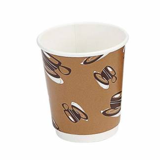 Kaffeb&aelig;ger, Papir + PE, brun, 8 oz karton a 500 stk, palle 16 kartoner Double wall, F&oslash;devaregodkendt