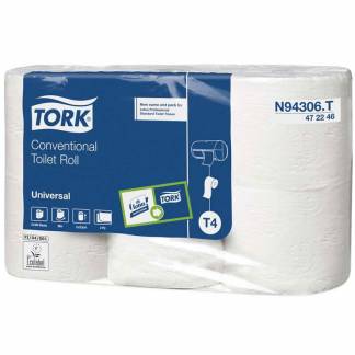 Toiletpapir, Tork, Universal, T4, 2 lag tissue, ubleget 98mm x 38.25m, 17g/m2, kasse a 42 ruller FSC Recycled Credit