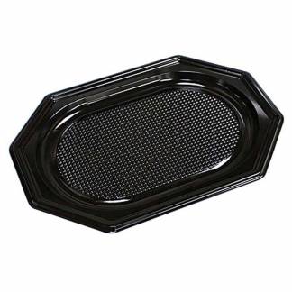 Cateringfad, Oval 350 x 250 x 20 mm, A-PET, sort, SMALL karton a 10 x 10 stk F&oslash;devaregodkendt