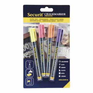 Chalkmarker, Securit, ORIGINAL, 1-2MM assorteret, BL-SMA100-V4-TRO pakke a 4 stk